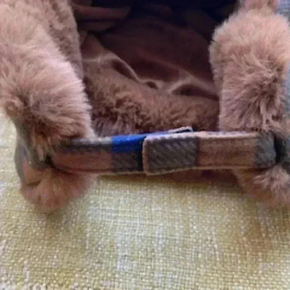 Gymboree Trapper hat w/ ear flaps Brown And Blue Plaid Fur Lined Hat Cap - Picture 10 of 12